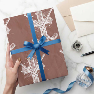 Faith Family Hockey Cross Wrapping Paper Roll Religious Ice Hockey Lover Gift TS12 Mocha Print Your Wear