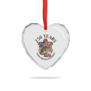 Faith Freedom Fishing Heart Crystal Glass Ornament 250 Years Of Christian Fish Hunting TS12 Print Your Wear
