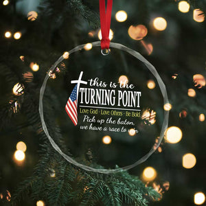 Faith Fueled Turning Point Crystal Glass Ornament Christian Patriot Cross and American Flag TS02 Print Your Wear