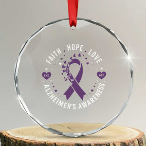 Faith Hope Love Purple Ribbon Crystal Glass Ornament End Alzheimers Butterfly Graphic
