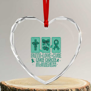 Faith Love And Cure Liver Cancer Awareness Heart Crystal Glass Ornament Hope Survivor Support