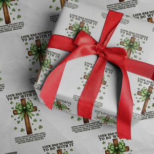 Faith Over Luck St Patrick's Day Wrapping Paper Roll Christian Jesus Bible Verse Psalm 23 TS14 White Print Your Wear