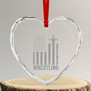 Faith Wrestling Heart Crystal Glass Ornament Christian Wrestler American Flag Cross TS10 Transparent Glass 3'' Heart Print Your Wear