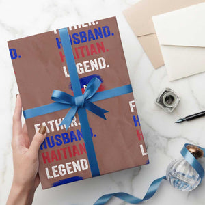 Father Husband Haitian Legend Wrapping Paper Roll Distressed Haiti Flag Dad Gift Father's Day TS02 Mocha Print Your Wear