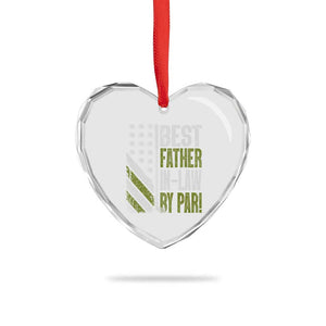 Father In Law Golf Heart Crystal Glass Ornament Best FIL By Par Fathers Day Gift for Golfers