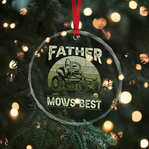 Father Mows Best Crystal Glass Ornament Lawn Mower Mowing Dad Retro Father's Day Gift TS10 Print Your Wear