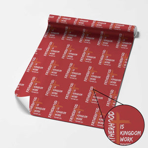 Fatherhood Is Kingdom Work Wrapping Paper Roll Vintage Christian Dad Cross Bible Verse