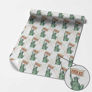 Fck Ice No Human Is Illegal Wrapping Paper Roll Statue of Liberty Anti ICE Immigration Human Rights Protest TS14 Christmas Plaid Print Your Wear