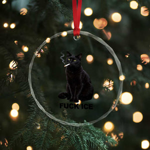 Fck Ice Smoking Cat Crystal Glass Ornament Subtle FDT Black Cat Meme TS10 Print Your Wear