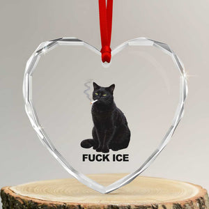 Fck Ice Smoking Cat Heart Crystal Glass Ornament Subtle FDT Black Cat Meme TS10 Transparent Glass 3'' Heart Print Your Wear