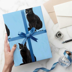 Fck Ice Smoking Cat Wrapping Paper Roll Subtle FDT Black Cat Meme TS10 Light Blue Print Your Wear
