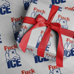 Fck Ice Wrapping Paper Roll Get The Fck Out Of Minneapolis Polar Bear TS10 White Print Your Wear