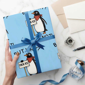 Fck ICE Wrapping Paper Roll Nihilist Penguin Anti-Government Meme TS14 Light Blue Print Your Wear