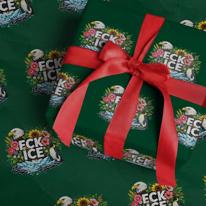Fck Ice Wrapping Paper Roll Retro Floral FDT Protest Satirical Graphic TS10 Green Print Your Wear