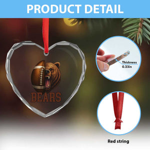 Fear The Bear Football Heart Crystal Glass Ornament Game Day Sports Fan Gift TS12 Print Your Wear