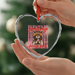 Feeling Berry Good Heart Crystal Glass Ornament Funny Raccoon Strawberry Summer Vibes TS14 Print Your Wear
