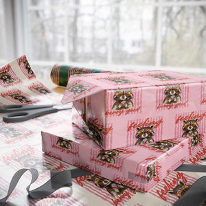 Feeling Berry Good Wrapping Paper Roll Funny Raccoon Strawberry Summer Vibes TS14 Light Pink Print Your Wear