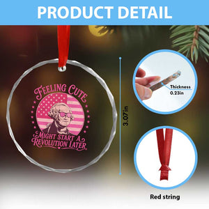 Feeling Cute Might Start A Revolution Later Crystal Glass Ornament George Washington 4th of July