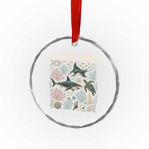 Feeling Salty Shark Lover Vintage Ocean Life Crystal Glass Ornament