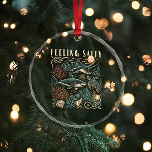 Feeling Salty Shark Lover Vintage Ocean Life Crystal Glass Ornament