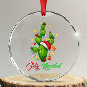 Feliz Navidad Cactus Crystal Glass Ornament Funny Spanish Christmas Gift TS12 Transparent Glass 3'' Circle Print Your Wear