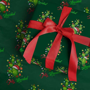 Feliz Navidad Cactus Wrapping Paper Roll Funny Spanish Xmas Gift TS12 Green Print Your Wear