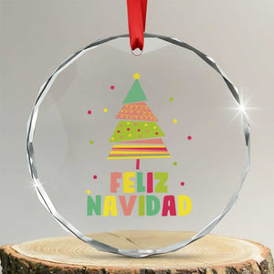 Feliz Navidad Colorful Xmas Tree Spanish Crystal Glass Ornament TS09 Transparent Glass 3'' Circle Print Your Wear
