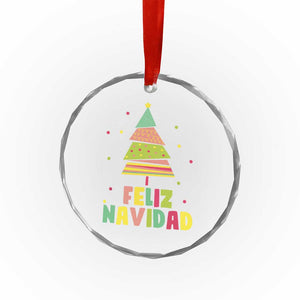 Feliz Navidad Colorful Xmas Tree Spanish Crystal Glass Ornament TS09 Print Your Wear