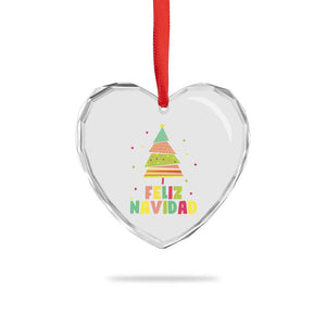 Feliz Navidad Colorful Xmas Tree Spanish Heart Crystal Glass Ornament TS09 Print Your Wear