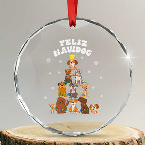 Feliz Navidog Dog Funny Xmas Crystal Glass Ornament TS09 Transparent Glass 3'' Circle Print Your Wear