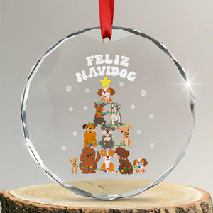 Feliz Navidog Dog Funny Xmas Crystal Glass Ornament TS09 Transparent Glass 3'' Circle Print Your Wear