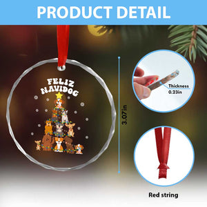 Feliz Navidog Dog Funny Xmas Crystal Glass Ornament TS09 Print Your Wear