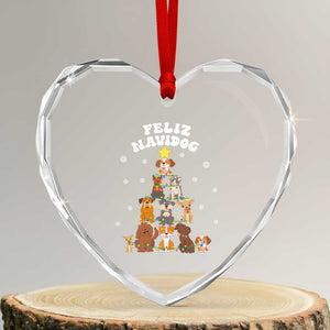 Feliz Navidog Dog Funny Xmas Heart Crystal Glass Ornament TS09 Transparent Glass 3'' Heart Print Your Wear