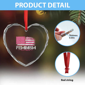 Feminism Feminist Pink American Flag Heart Crystal Glass Ornament Patriotic Womens Rights