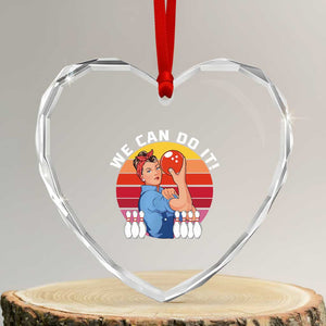 Feminist Bowling Heart Crystal Glass Ornament We Can Do It TS12 Transparent Glass 3'' Heart Print Your Wear