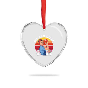 Feminist Bowling Heart Crystal Glass Ornament We Can Do It TS12 Print Your Wear