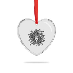 Feminist Medusa Power Snake Wisdom Equality Goth Heart Crystal Glass Ornament