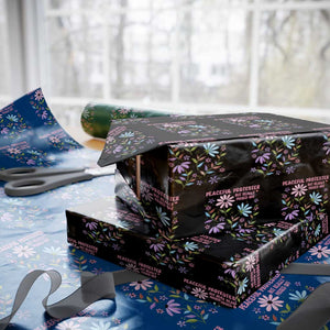 Feminist Protest Wrapping Paper Roll Peaceful But Pissed Off Floral Resist TS10 Black Print Your Wear