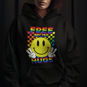 LGBT Free Hugs Support Hoodie Mom Hug Mama LGBTQ Ally Rainbow Flag Retro TS02 Printyourwear
