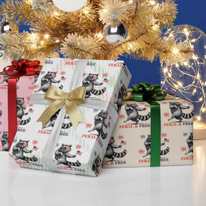 Feral and Free Dancing Raccoon Wrapping Paper Roll Funny 4th July Patriotic Animal US Flag and Fireworks TS02 Print Your Wear