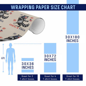 Feral and Free Dancing Raccoon Wrapping Paper Roll Funny 4th July Patriotic Animal US Flag and Fireworks TS02 Print Your Wear