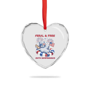 Feral and Free Funny Raccoon 4th of July Heart Crystal Glass Ornament 250 Years Of Freedom TS14 Print Your Wear
