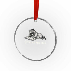 Feral But Well Read Crystal Glass Ornament Funny Raccoon Reading Book Lover TS14 Print Your Wear