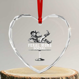 Feral Moms Social Club Heart Crystal Glass Ornament Western Cowgirl Mom Mother’s Day Gift TS14 Transparent Glass 3'' Heart Print Your Wear