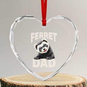 Ferret Dad Life Heart Crystal Glass Ornament Cute Exotic Animal Parent Gift TS12 Transparent Glass 3'' Heart Print Your Wear