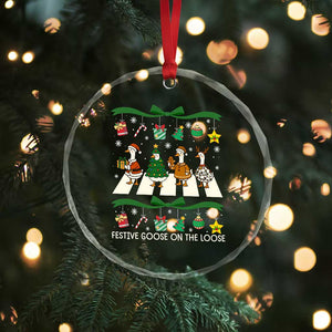 Festive Goose On The Loose Christmas Crystal Glass Ornament Cute Xmas Duck Silly Gooses Coquette Bow TS10 Print Your Wear