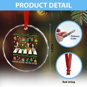 Festive Goose On The Loose Christmas Crystal Glass Ornament Cute Xmas Duck Silly Gooses Coquette Bow TS10 Print Your Wear