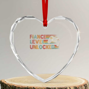 Fiance Level Unlocked Heart Crystal Glass Ornament Retro Engaged Gifts For Him Gamer TS10 Transparent Glass 3'' Heart Print Your Wear