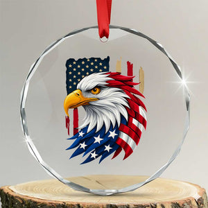 Fierce American Eagle Crystal Glass Ornament Bold Patriotic 4th of July USA Freedom TS02 Transparent Glass 3'' Circle Print Your Wear