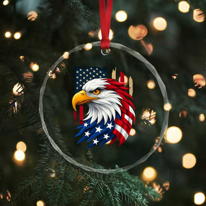 Fierce American Eagle Crystal Glass Ornament Bold Patriotic 4th of July USA Freedom TS02 Print Your Wear